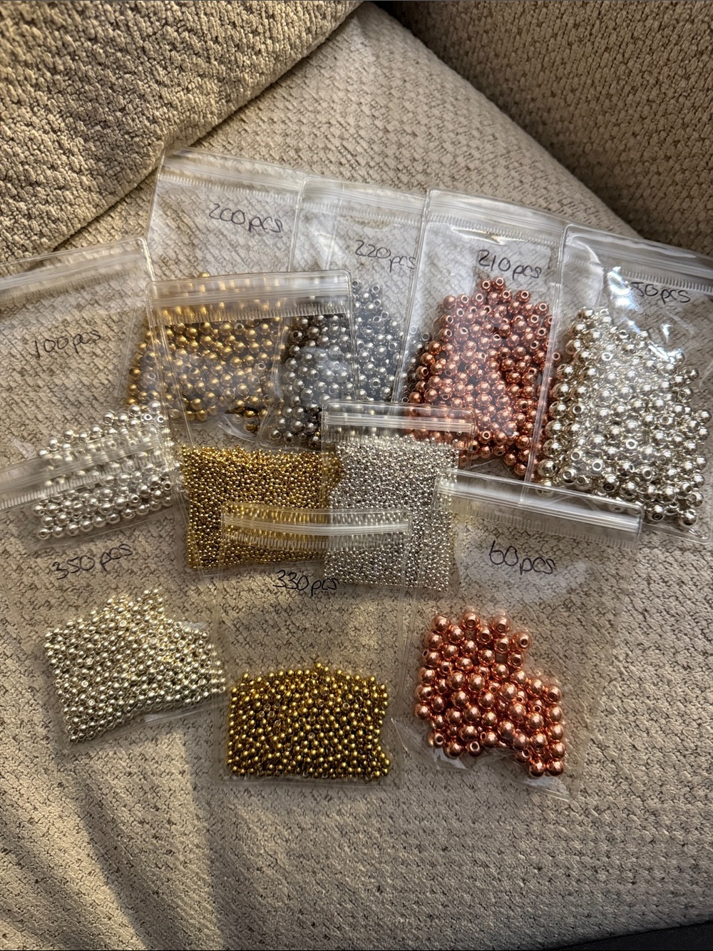 Mixed Metallic Spacer Beads - Gold, Silver, Rose Gold